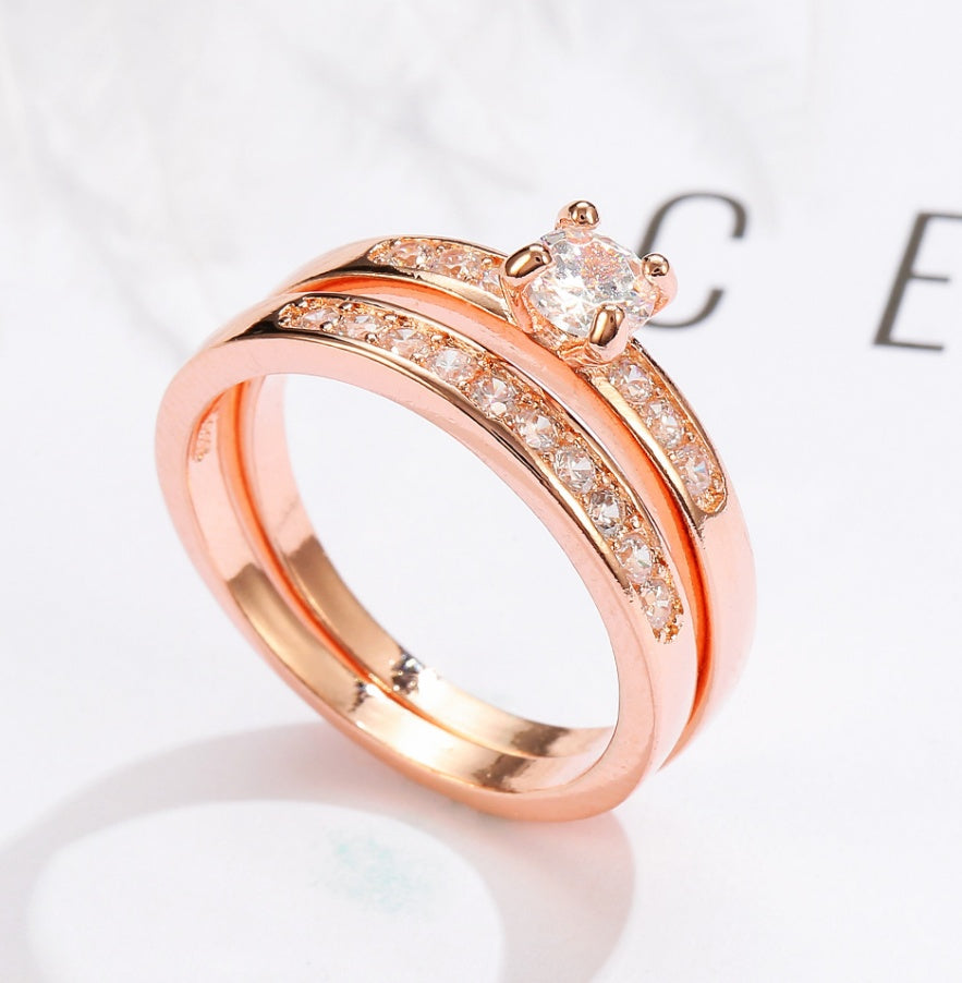 Rose gold ring with diamonds - HJG