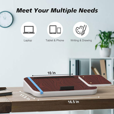 Lap Desk With Cushion, Tablet Holder And Detachable Mouse Tray, Fits Up To 16.1 Inches Laptops, Lap Desk For Bed Couch Sofa And Tabl