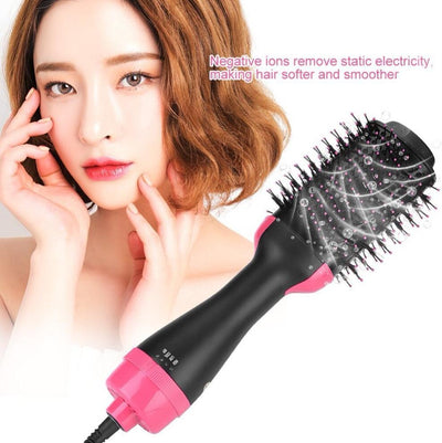 One-Step Electric Hair Dryer Comb Multifunctional Comb Straightener Hair Curling - HJG