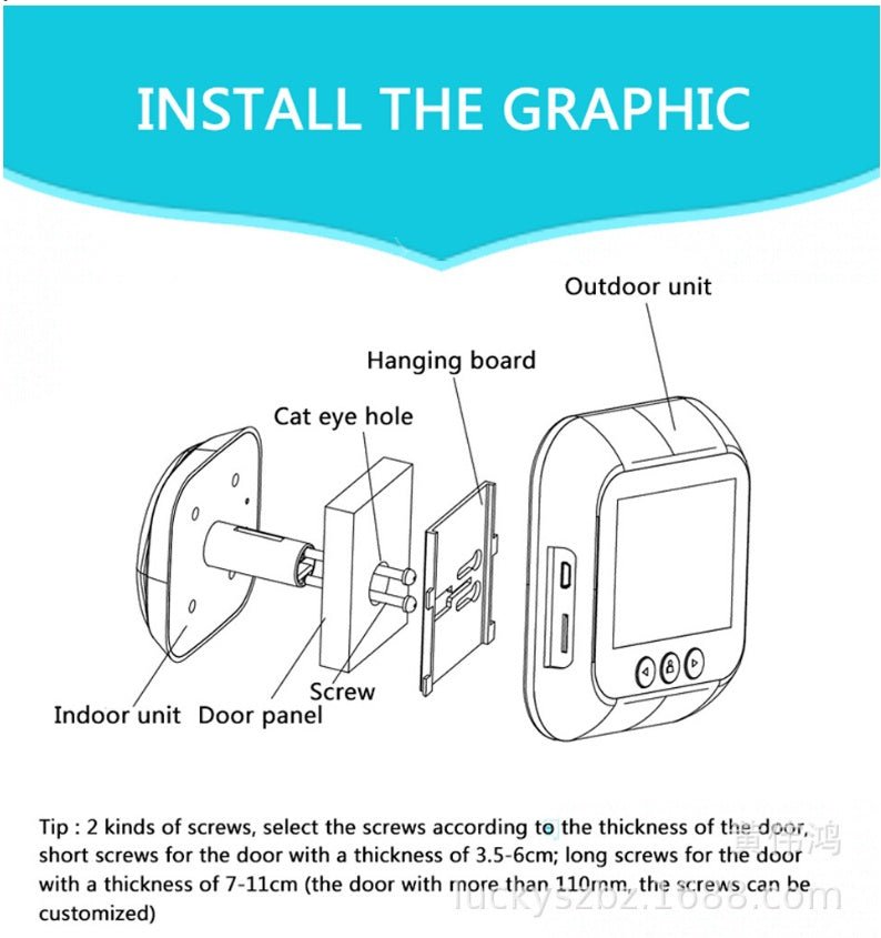 2.4 Inch Security Smart Doorbell Peephole Camera Electronic Cat Eye - HJG