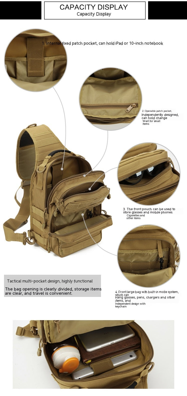 Outdoor Multi-functional Tactical Chest Bag Shoulder Messenger Bag