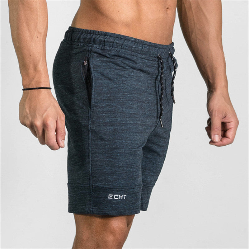 Summer Men's Gyms Shorts Bodybuilding Clothing Men Fitness Zipper Pathwork Workout Cotton Shorts - HJG