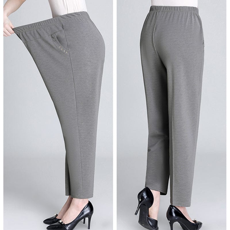 Loose Plus Fat Plus Size Middle-aged And Elderly Female Grandma Outfit High-waist Trousers