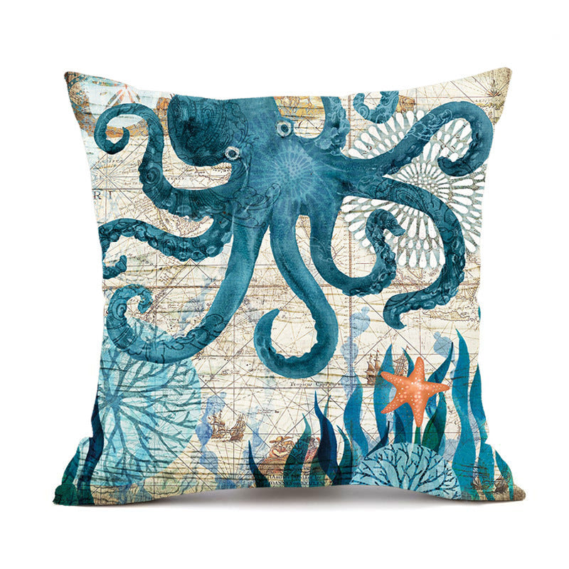 Cushion Covers Sea Turtle Printed Throw Pillow Cases For Home Decor Sofa Chair Seat - HJG