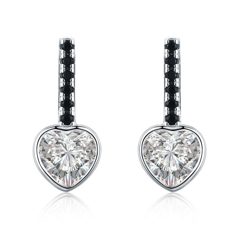 Fashion Loving Heart Zircon Earrings Women's Simple All-match