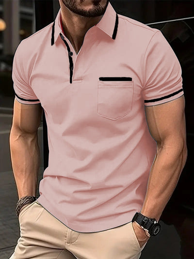 Summer Polo Shirt Button Pocket Men's Sports Polo Shirt