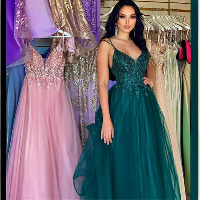 Dark Green Banquet Host Evening Dress