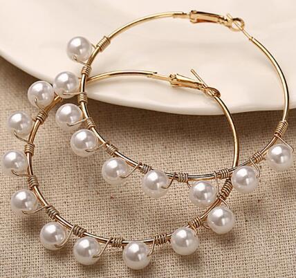 Pearls wrapped around ear rings - HJG
