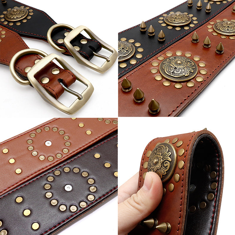 Studded Dog Collar Large Dog Anti-Bite Stud Dog Collar - HJG