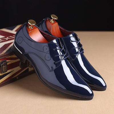 Men Leather Shoes Men Business Casual Dress Shoes - HJG