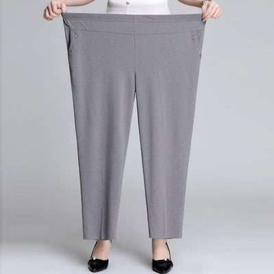 Loose Plus Fat Plus Size Middle-aged And Elderly Female Grandma Outfit High-waist Trousers