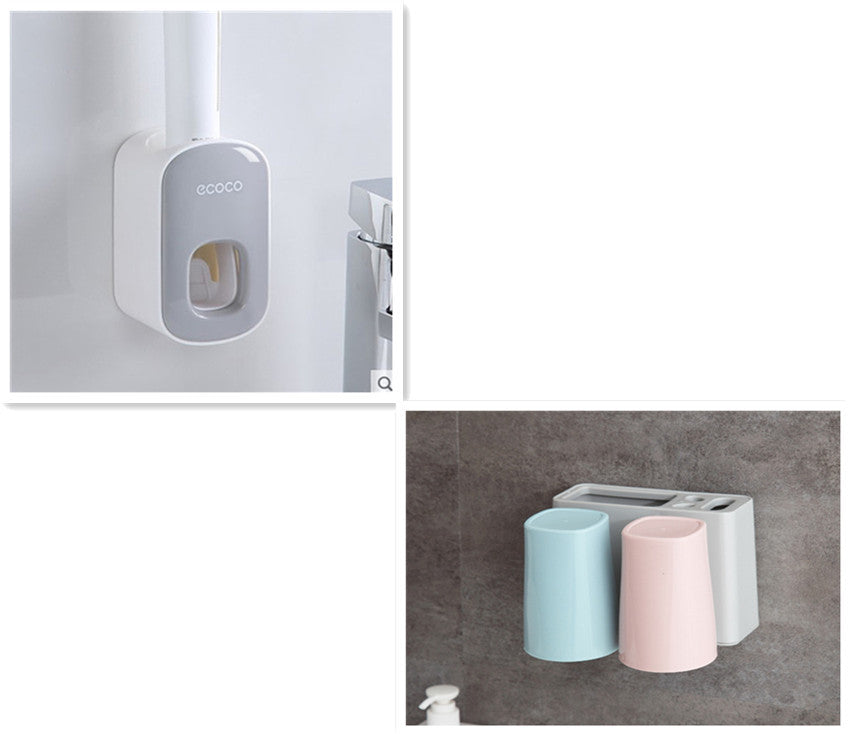 Wall Mounted Automatic Toothpaste Holder Bathroom Accessories Set Dispenser - HJG