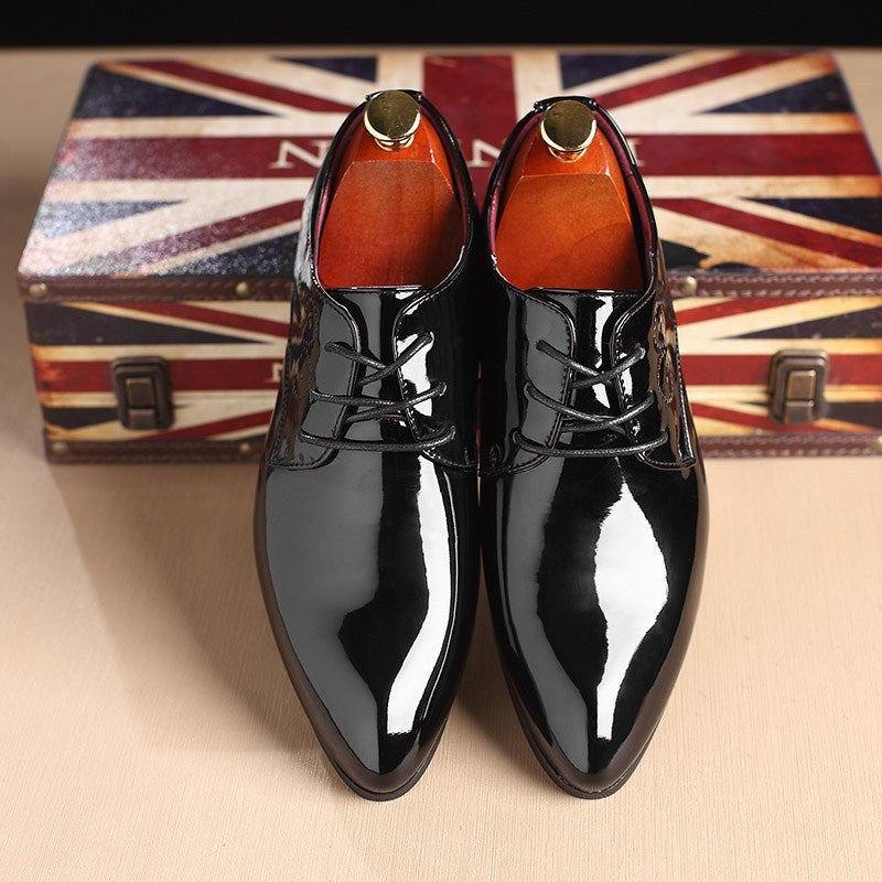 Men Leather Shoes Men Business Casual Dress Shoes - HJG