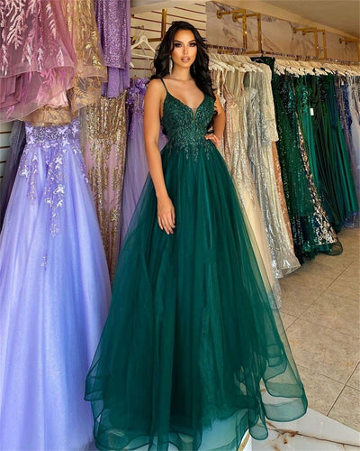 Dark Green Banquet Host Evening Dress