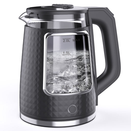 Electric Tea Kettle For Boiling Water, Food Grade Stainless Steel Base, 2.0L 1000W, Auto Shut-Off And Boil-Dry Protection, Wide Opening