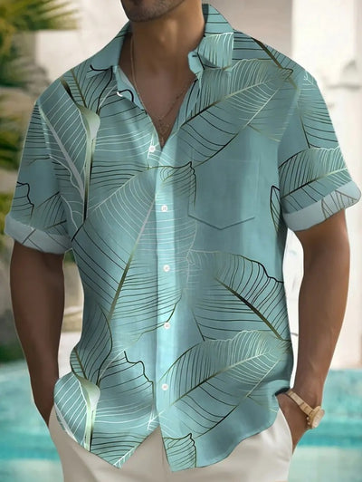 Hawaiian Style Beach Shirt Short Sleeve Lapel Print Casual Shirt