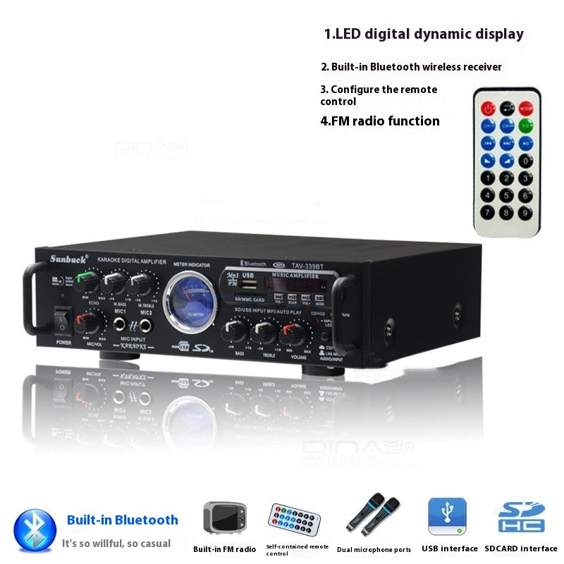 Household Power Amplifier 12 V220V Audio Bluetooth AV