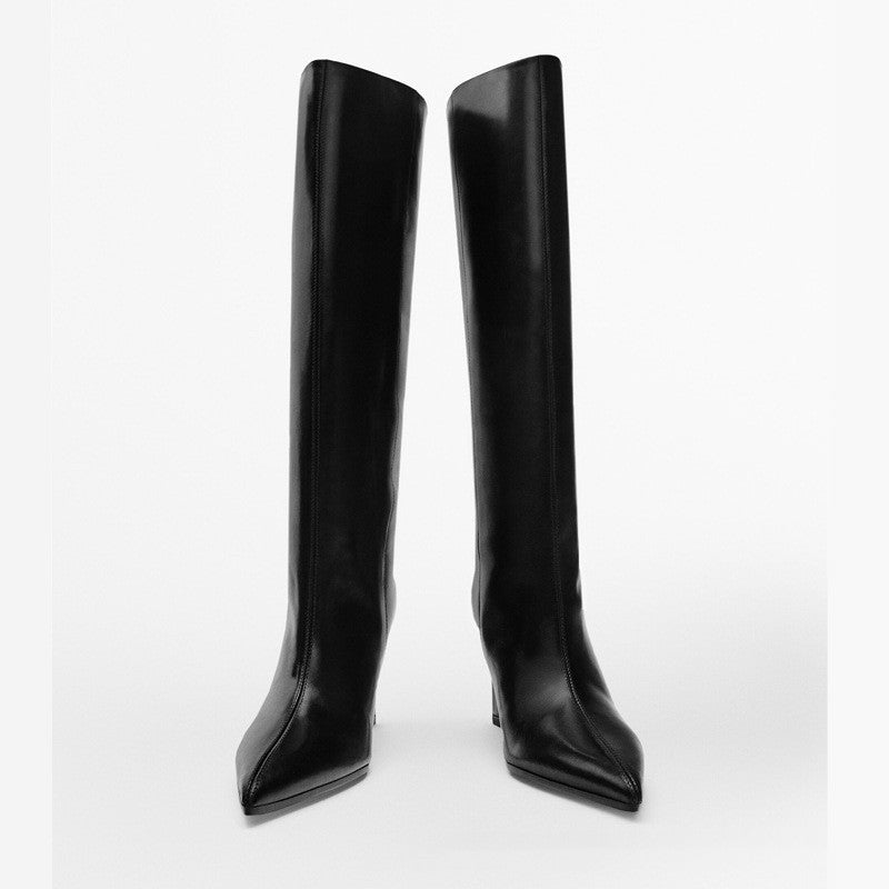 Leather High Heel Casual And Comfortable Pointed Toe Knight Boots