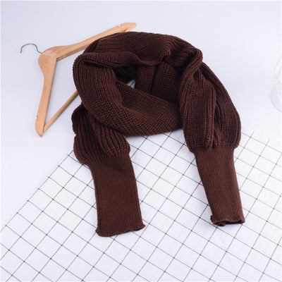 Autumn And Winter Women's Knitted Wool Scarf Shawl With Sleeves