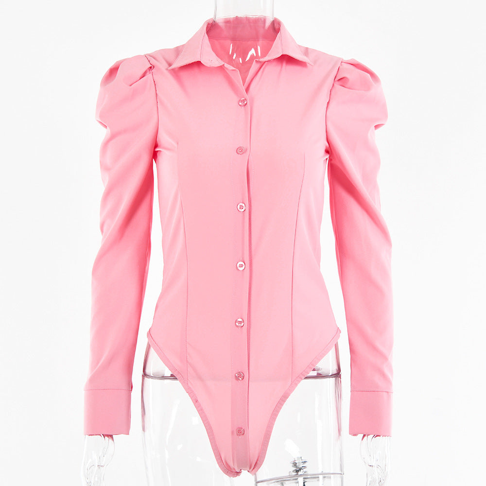 Commuter Solid Color Fashion Shirt Bodysuit