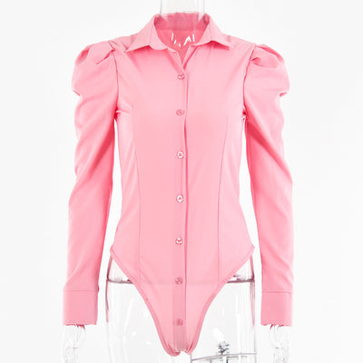 Commuter Solid Color Fashion Shirt Bodysuit