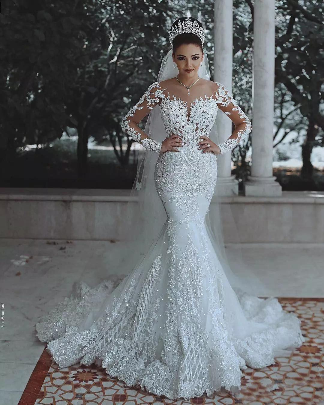 Luxury mermaid lace wedding dress