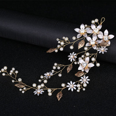 Golden Leaf Flower Hair Band Wedding Dress Accessories - HJG