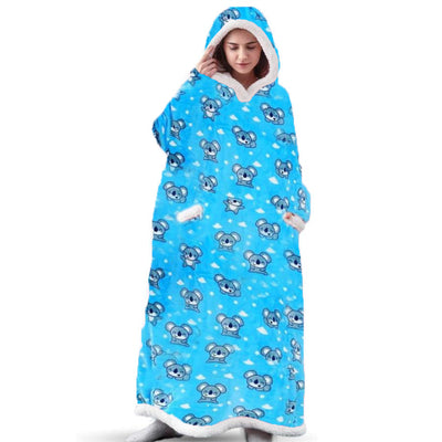 Super Long Flannel Blanket With Sleeves Winter Hoodies Sweatshirt Women Men Pullover Fleece Giant TV Blanket Oversized - HJG