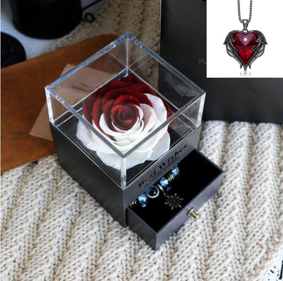 Valentines Day Gift Women Rose Jewelry Box Dried Flower Real Flowers Eternal Roses In Box - HJG