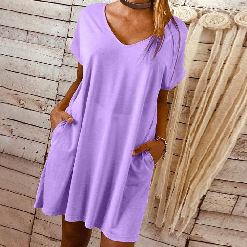 Short sleeve large solid dress