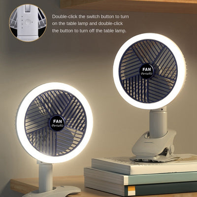 Desktop Electric Fan Clip Fan Rechargeable Office Student Dormitory With Desk Lamp Fan Wall Hanging Small Mute Fan