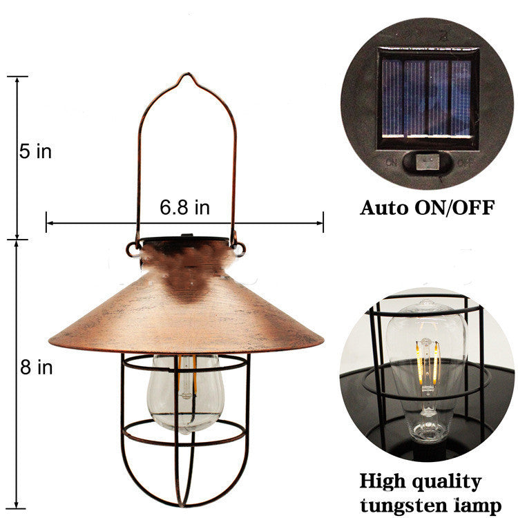 Shepherd Hook Hanging Lamp Solar Wrought Iron Tungsten Lamp