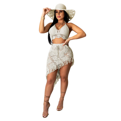 Women's Crochet Tassel Casual Suit - HJG