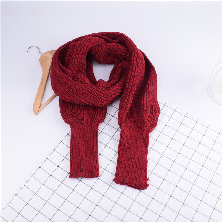 Autumn And Winter Women's Knitted Wool Scarf Shawl With Sleeves