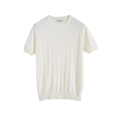 Short Sleeve Knitted T-shirt Summer Men's Light Round Neck Thin Tops