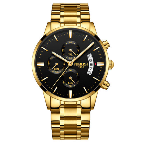 Men Watch Chronograph Sport Mens Watches Top Brand Luxury Waterproof Full Steel Quartz Gold Clock Men Relogio Masculino - HJG