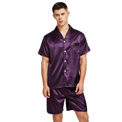 Men's Stain Silk Pajama Set Men Pajamas Silk