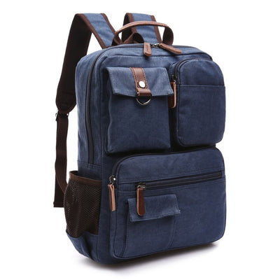 New Men Canvas Backpack Shoulder Bag Students Leisure Bag Computer Bag School Mochila Teenagers 15inch Laptop Rucksack