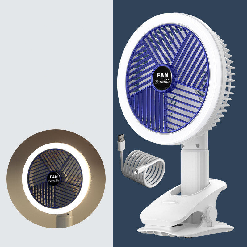 Desktop Electric Fan Clip Fan Rechargeable Office Student Dormitory With Desk Lamp Fan Wall Hanging Small Mute Fan