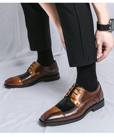 Business Formal Wear Casual Square Toe Large Size Leather Shoes - HJG