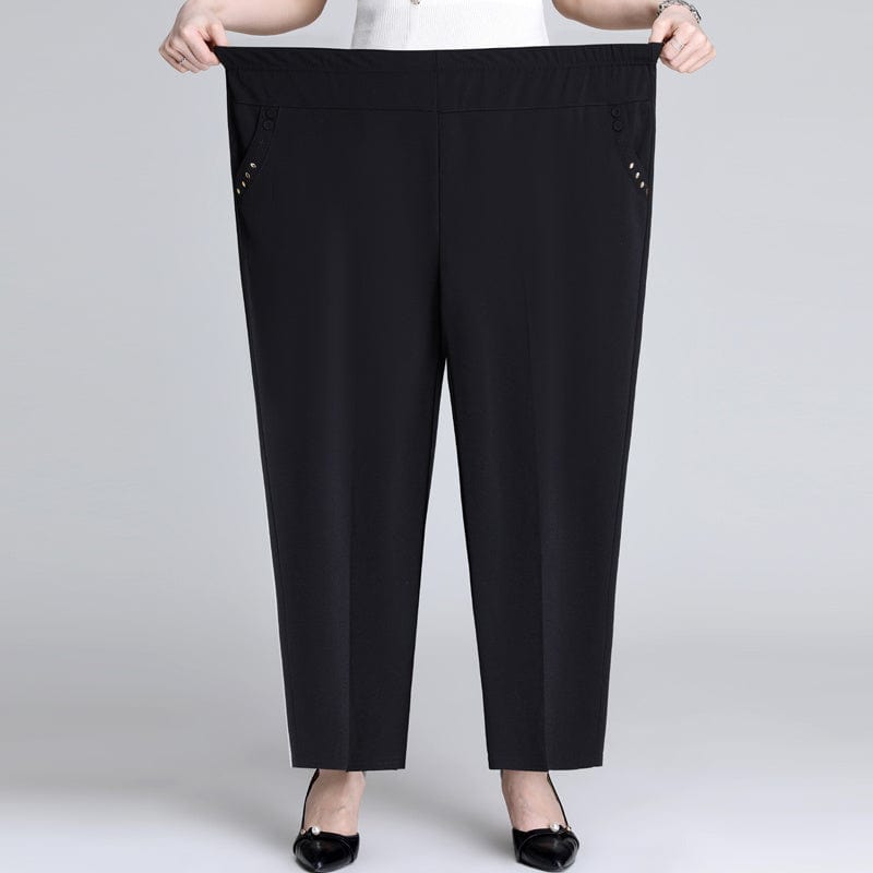 Loose Plus Fat Plus Size Middle-aged And Elderly Female Grandma Outfit High-waist Trousers