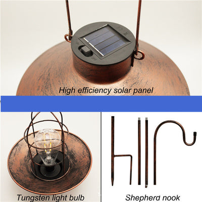 Shepherd Hook Hanging Lamp Solar Wrought Iron Tungsten Lamp