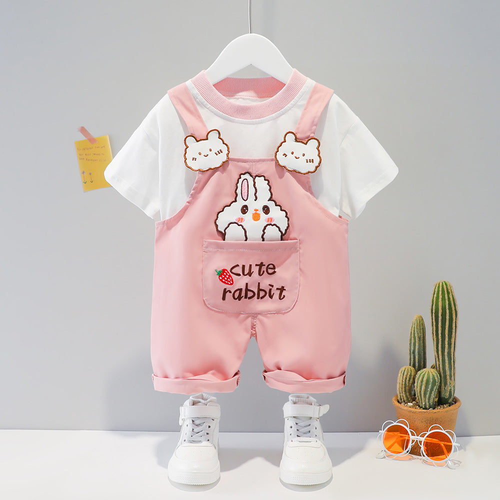 Children's Clothing Men And Women Baby Summer Cartoon Short-sleeved Overalls - HJG