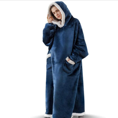 Super Long Flannel Blanket With Sleeves Winter Hoodies Sweatshirt Women Men Pullover Fleece Giant TV Blanket Oversized - HJG