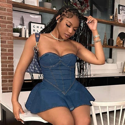 Fashion Tube Top Denim Dress Women