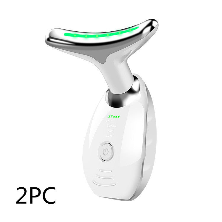 Neck Face Beauty Device Colorful LED Photon Therapy Skin Tighten Reduce Double Chin Anti Wrinkle Remove Lifting Massager - HJG