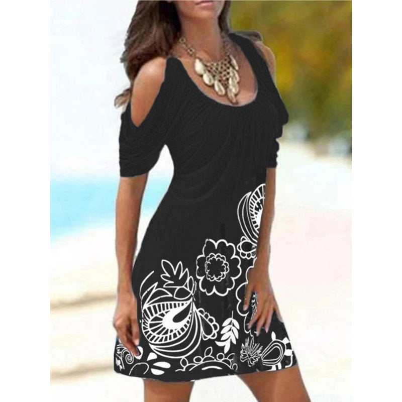 Beach Women's Dress Printed Sexy Strap Dress