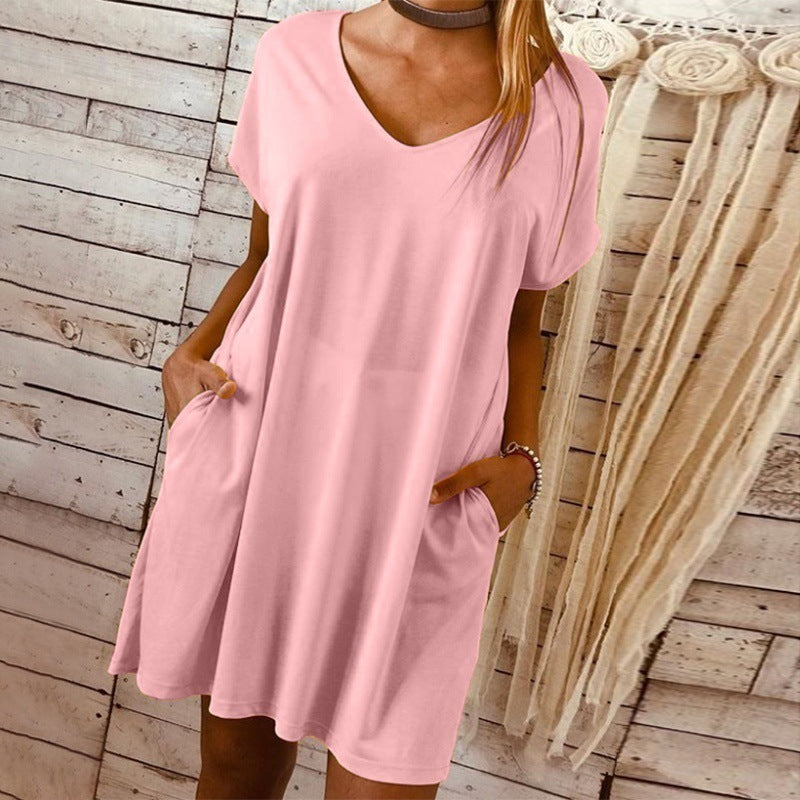 Short sleeve large solid dress