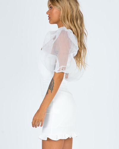 Puff sleeve ruffled short sleeve dress