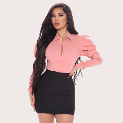 Commuter Solid Color Fashion Shirt Bodysuit